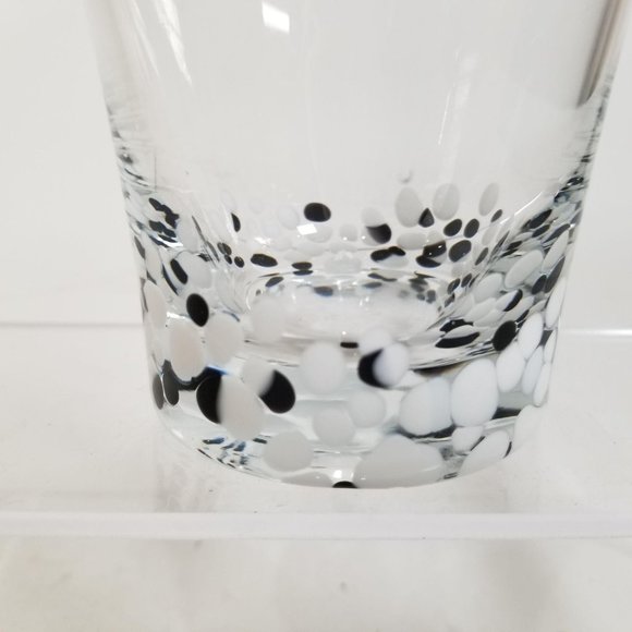 Hand Blown Rock Glass Speckled Dot Black White - Picture 6 of 7